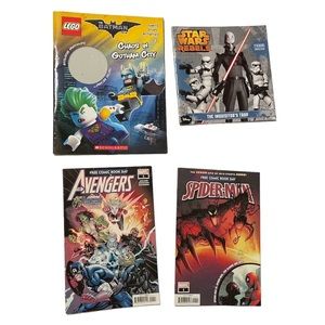 Set of 4 Children Books Free Comic Book Day Avengers, Spider Man, LEGO Batman…..